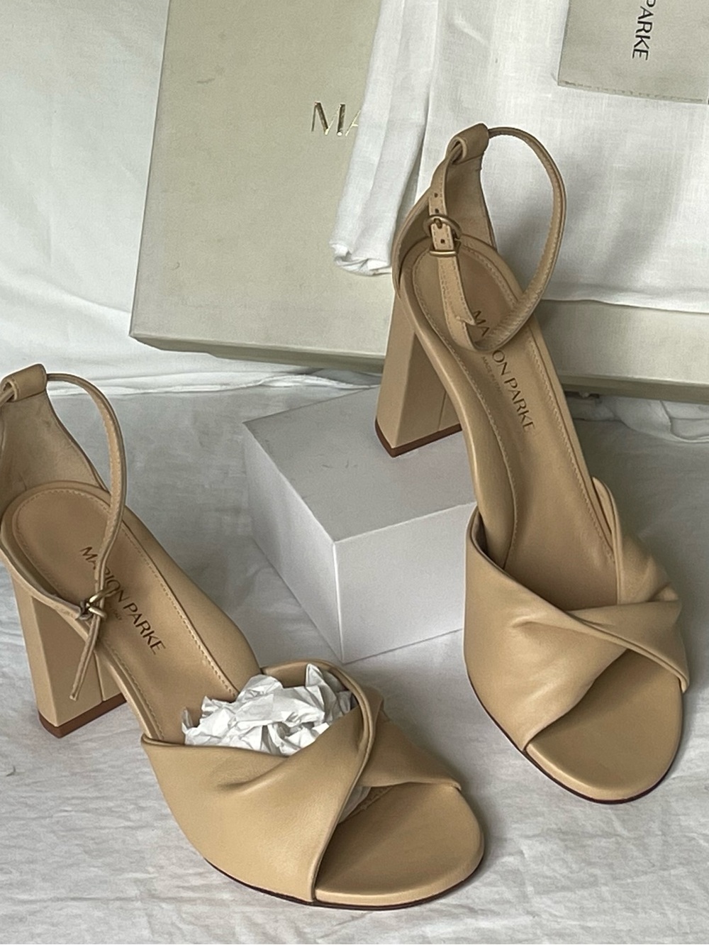 Marion Parke Beige Block Heels